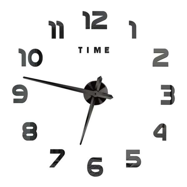 Зображення Настінний 3D годинник з цифрами 55 см чорний