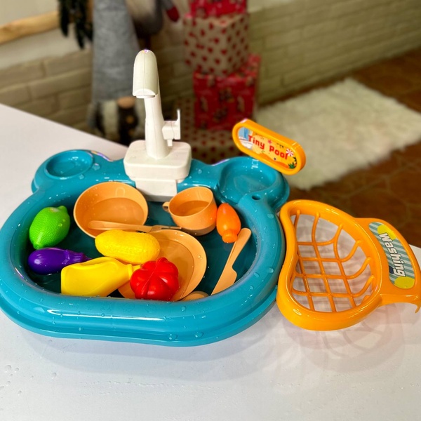 Зображення Дитячий набір мийка Ігрова кухня- мийка 8208 12 предметів блакитна