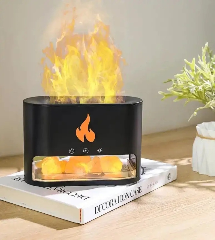 Соляная лампа 3в1 с Flame с ультразвуковым увлажнителем воздуха и ночником RGB черная фото