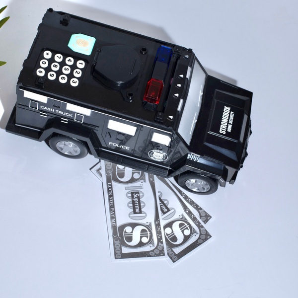 Игрушечная машинка-джип сейф с кодовым замком черная