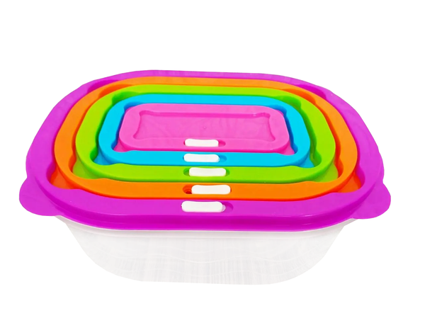 Контейнеры для еды Frico FRU-827 пластиковые 5 шт с разноцветными крышками фото