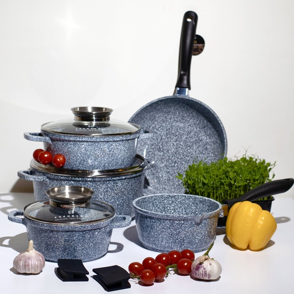 Набір посуду EDENBERG EB - 8012 з антипригарним покриттям (5 предметів) сірий