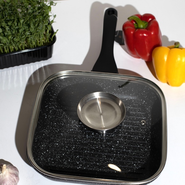 Сковорода-гриль глубокая EDENBERG EB - 3309 с антипригарным покрытием 24 см 1,5 литра черная фото