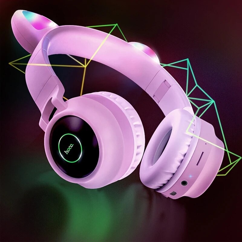 Бездротові навушники HOCO W27 рожеві вушка